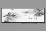 新中式线条水墨山水画客厅床头装