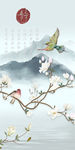 花鸟 轻奢新玄关画 文件分层画