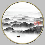 圆形山水画