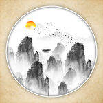 山水画水墨山水画 意境山水画