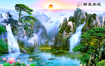 山水画水墨山水画 意境山水画