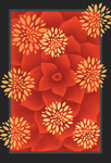 中式红色花卉花朵地毯图案设计