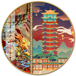 宝塔宫墙国潮民俗装饰画