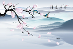 春色满园山水背景