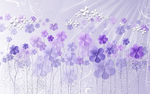 现代简约梦幻紫色花朵电视背景墙
