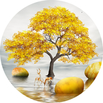现代轻奢石来运转发财麋鹿床头画