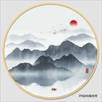 禅意水墨山水画