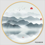 圆形山水画