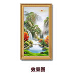 手绘旭日东升高山流水玄关装饰画