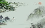 中国风客厅山水画 文件分层画