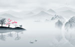 中国风新简约山水画 文件分层画