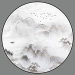 水墨山水画圆形