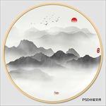 圆形山水画