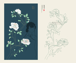 手绘牡丹 花纹 花卉 包装盒