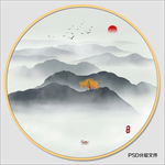圆形水墨画