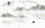 爵士白山水江山电视背景墙