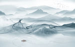 现代 高档山水画 文件分层