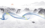 群山意境山水画 文件分层