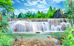 山林流水风景壁画