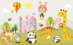 卡通城堡动物乐园背景