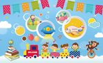 儿童快乐小火车圈圈背景墙