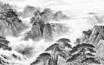 大卖山水画背景墙 文件分层
