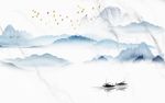 新中式水水墨山水电视背景墙