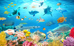 海底世界水族箱鱼缸风景画