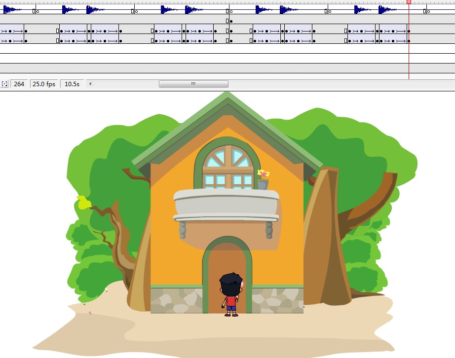 小朋友走到门前敲门动画