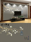 新中式花鸟电视背景墙效果图