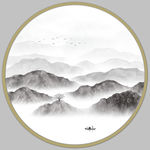 圆形山水画