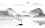 客厅背景山水墙画 文件分层