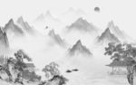 大气背景山水墙画 文件分层