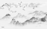 新中式灰色背景山水 文件分层