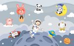 卡通动物星球太空人背景图片