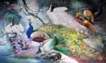 孔雀油画