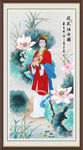 荷花仕女图