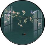 新中式手绘工笔花鸟圆形装饰画图