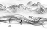 线条新灰色山水画 tif分层