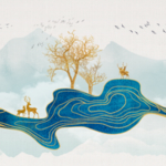 麋鹿线条山水玄关