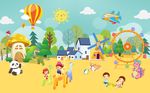 儿童动物亲子乐园背景图片