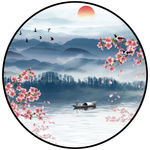 山水情 装饰画 国画水墨图片