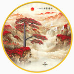 中式鸿运当头迎客松装饰画