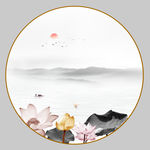 荷花山水画