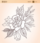 花卉手绘线描矢量图