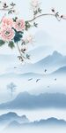 花鸟简约玄关山水画
