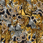 老虎狮子斑马蛇 手绘分层