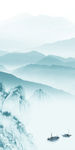 蓝色玄关山水背景 TIF分层