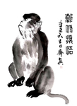 猴子水墨画