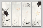 荷花条屏